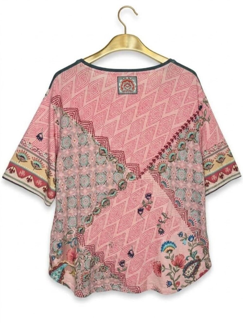 JOHNNY WAS Lakshmi Oversized Short Sleeve Cropped Tee - Size Large - Picture 3 of 5